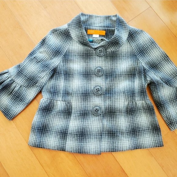 NWOT,  Plaid Cropped Wool Jacket - Picture 1 of 7